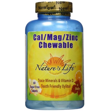 Nature's Life Cal Mag Zinco mastigáveis ​​Citrus 60 mastigáveis ​​Wafers