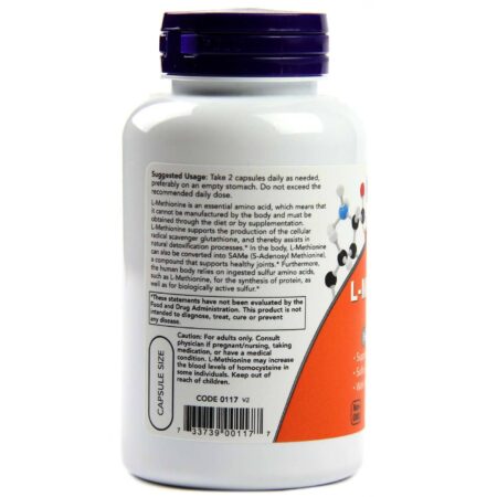 Now Foods L-Metionina, com Vit B-6 - 100 Cápsulas - Image 3