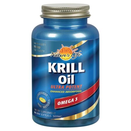 Nature's Life Óleo de Krill - Limão - 500 mg - 90 Mini Softgels