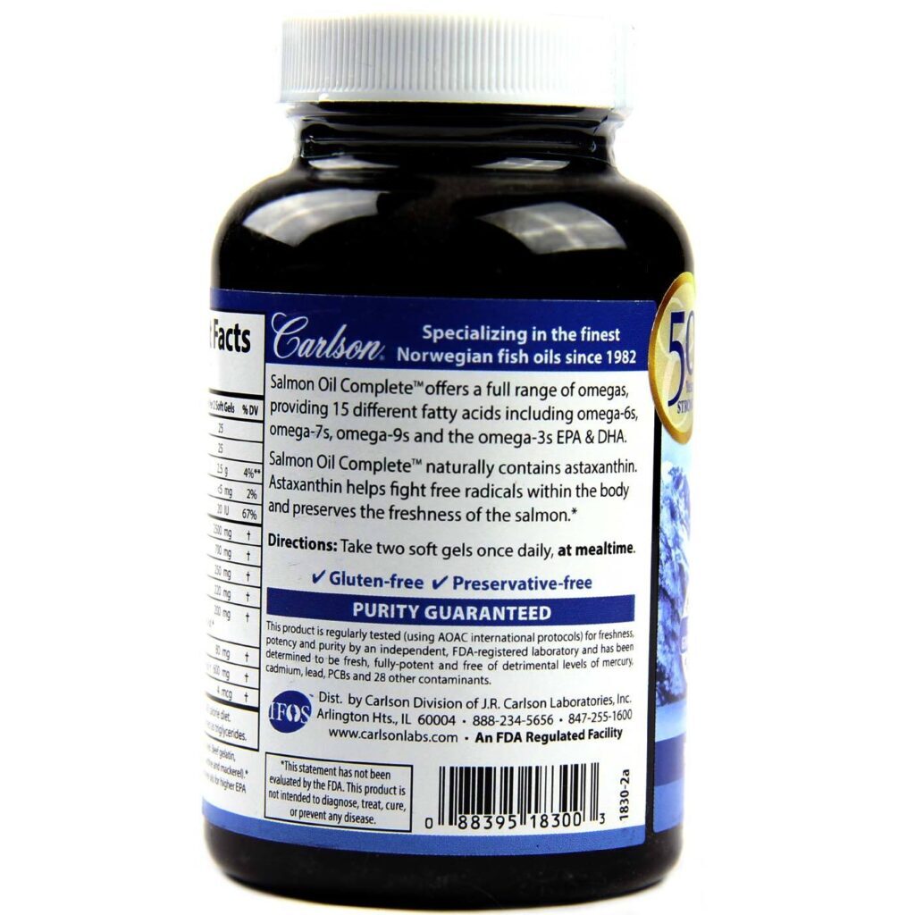 Carlson Labs Óleo de Salmão Completo - 60 Cápsulas: Saúde do Coração e Cérebro - Imagem 3