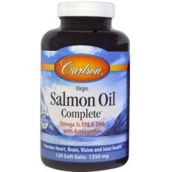 Carlson Labs Óleo de Salmão Puro 120 Cápsulas - Saúde Cardiovascular e Cognitiva