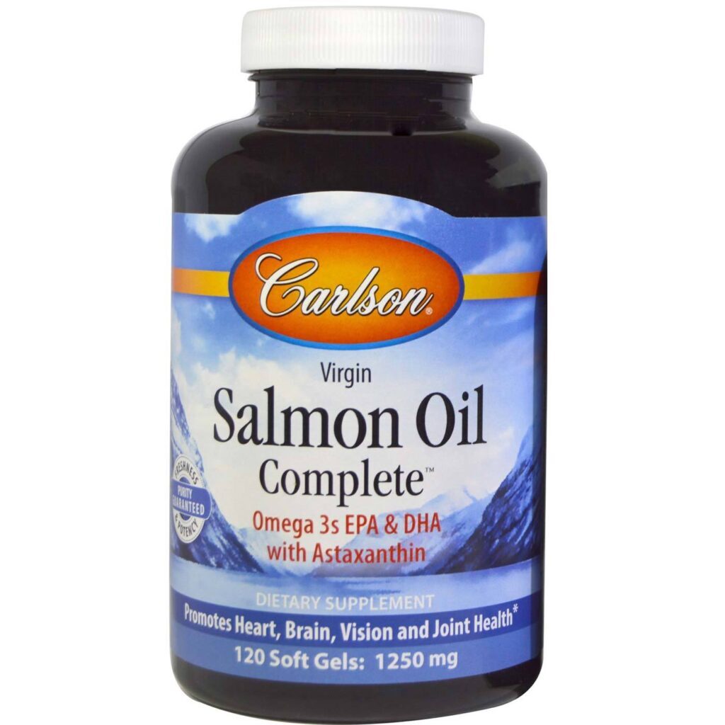 Carlson Labs Óleo de Salmão Puro 120 Cápsulas - Saúde Cardiovascular e Cognitiva