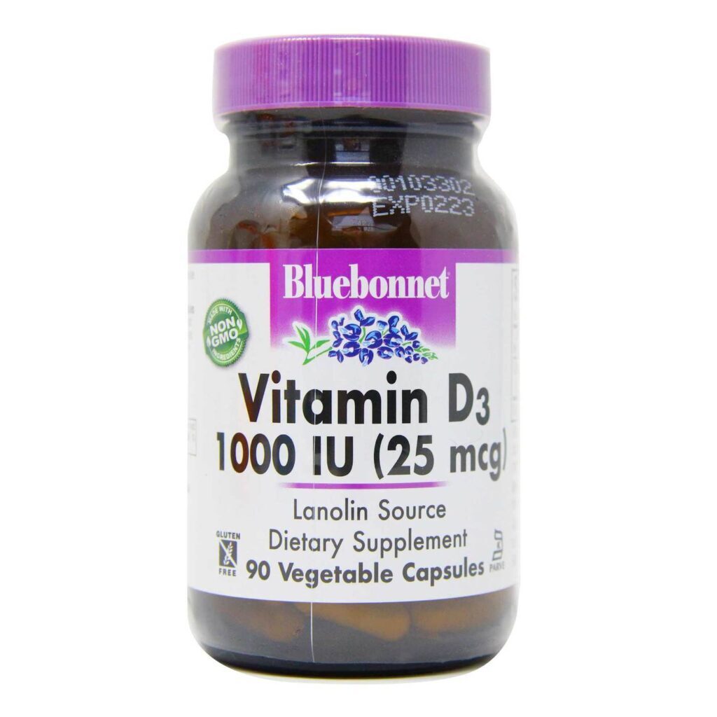 Bluebonnet Nutrition Vitamina D3 1.000 UI - 90 Cápsulas Vegetarianas para Ossos Fortes