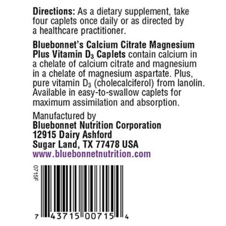 Bluebonnet Nutrition, Magnésio de Citrato de Cálcio Mais Vitamina D3 - 90 Cápsulas - Image 3