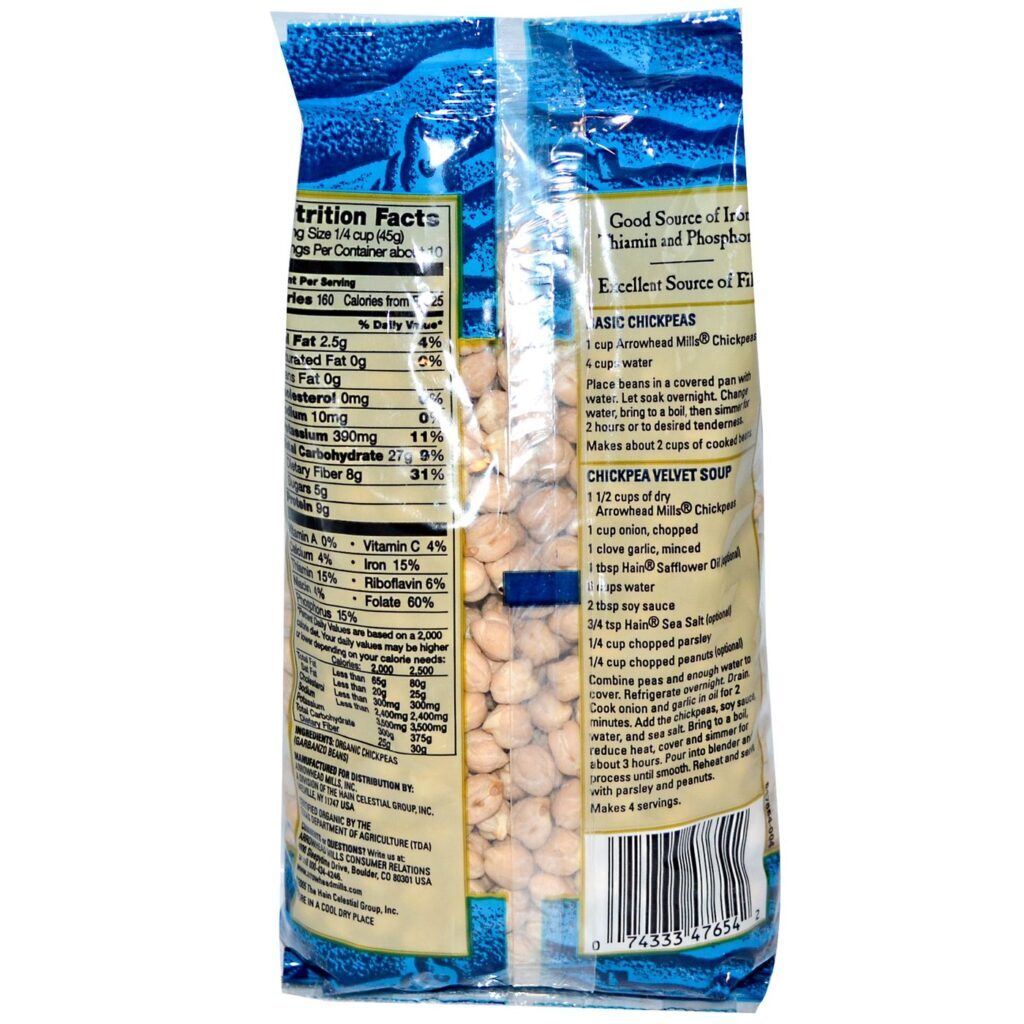 Arrowhead Mills Grão de Bico (Garbanzos) - 453g (16oz) | Fonte de Proteína e Fibra - Imagem 2