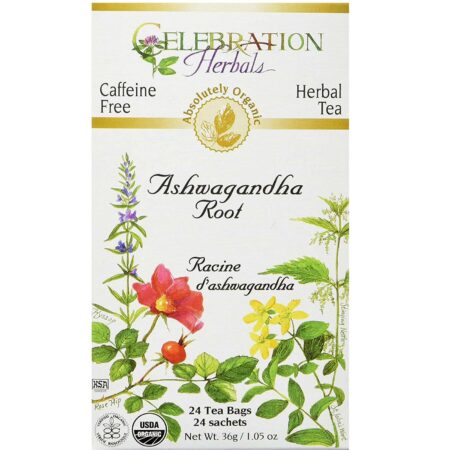 Celebration Herbals Herbal Tea, Chá de Raíz de Ashwagandha - 24 Saquinhos de Chá