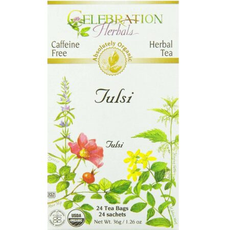 Celebration Herbals Herbal Tea, Chá de Tulsi (Santo Basil) - 24 Saquinhos de Chá