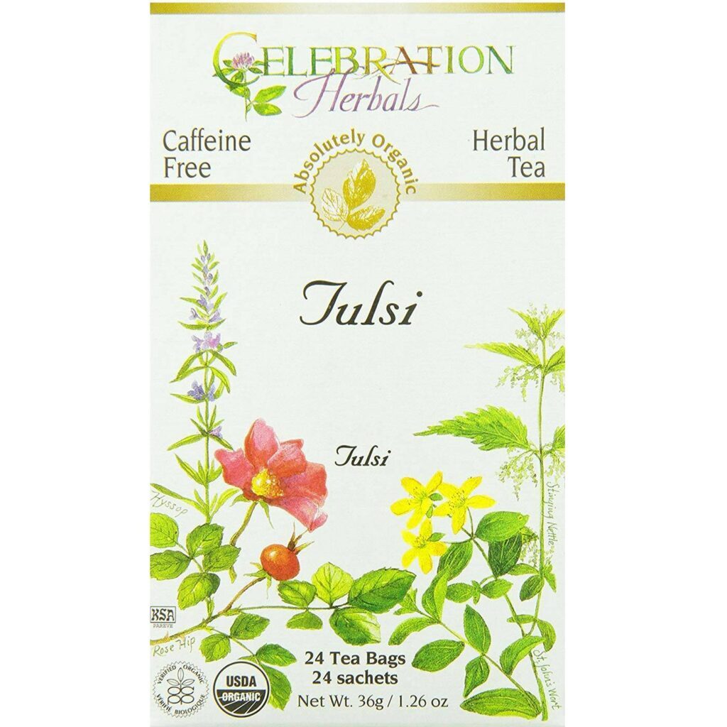 Chá de Tulsi Celebration Herbals (Santo Basil) - 24 Saquinhos de Chá para Bem-Estar