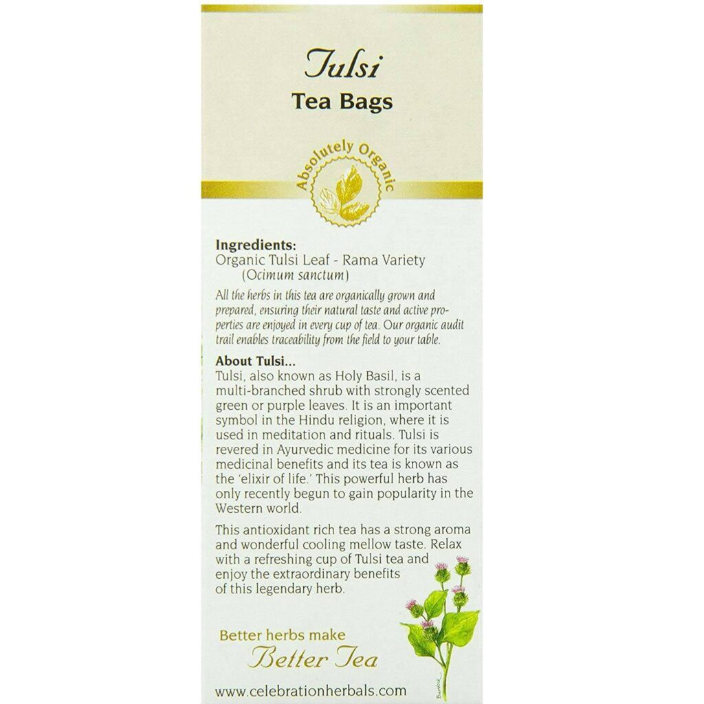 Chá de Tulsi Celebration Herbals (Santo Basil) - 24 Saquinhos de Chá para Bem-Estar - Imagem 4