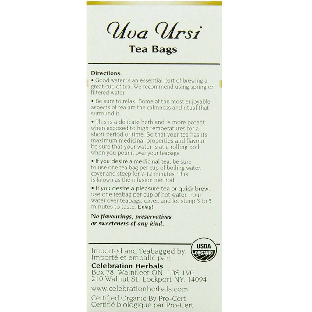 Celebration Herbals Chá Orgânico de Uva Ursi - 24 Sacos de Chá para Bem-Estar Urinário - Imagem 4