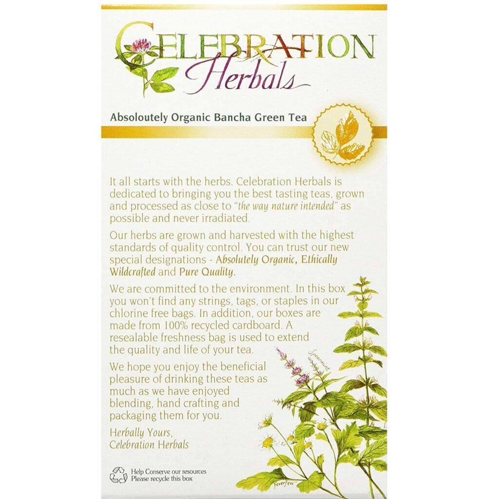 Celebration Herbals Chá Verde Bancha Orgânico 24 Saquinhos de Chá - Bem-Estar Natural - Imagem 3