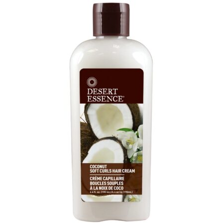 Desert Essence, Creme Para Cabelo de Coco Suave, Cabelos Cacheados - 190 ml (6.4 fl oz)