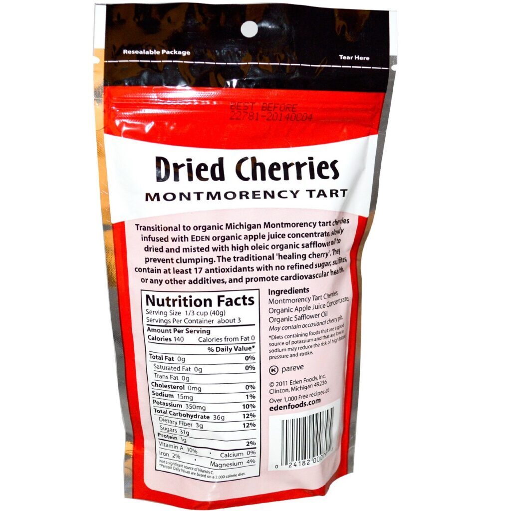 Eden Foods Cerejas de Montmorency Secas 113g - Sabor Intenso e Saúde Natural - Imagem 2