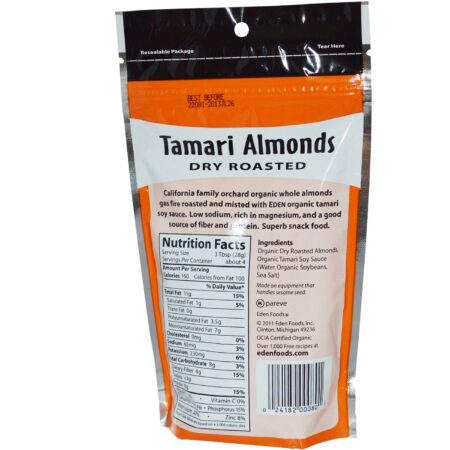 Eden Foods, Amêndoas Torradas com Tamari Orgânico - 113 g - Image 2