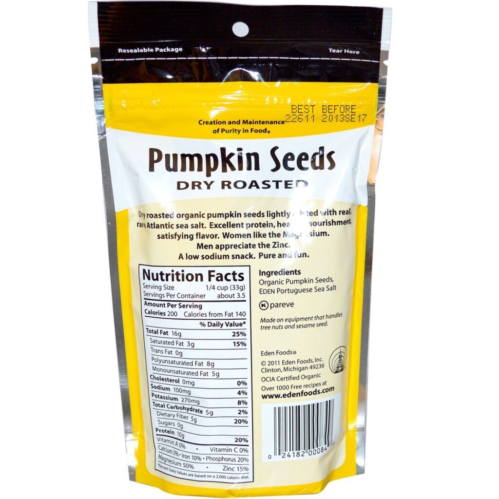 Eden Foods Sementes de Abóbora Assada Orgânicas 113g - Snack Saudável e Nutritivo - Imagem 2