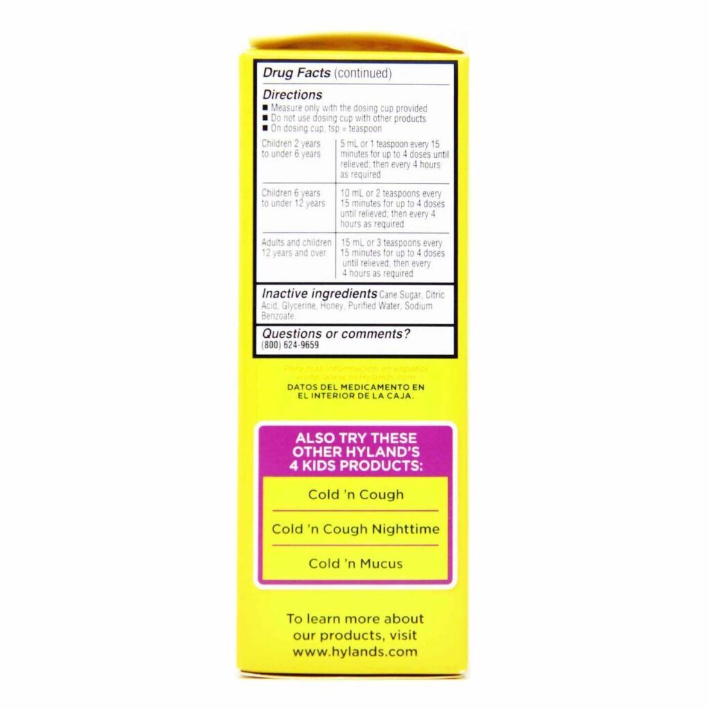 Hyland's Xarope para Tosse Kids com Mel 100% Natural - Alívio Suave para Crianças - 118 ml - Imagem 4