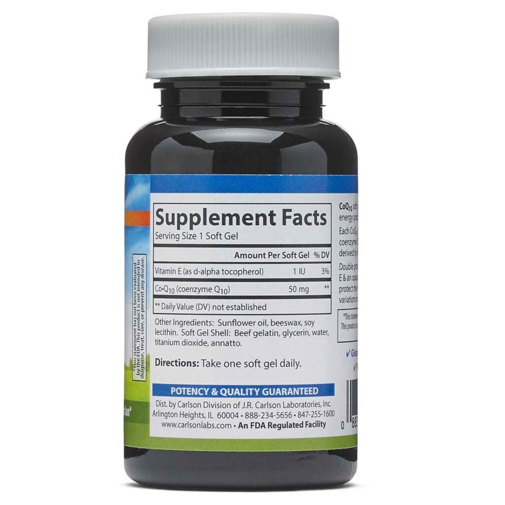 Carlson Labs CoQ10 50 mg 60 Cápsulas: Energia e Saúde Cardiovascular no Brasil - Imagem 2