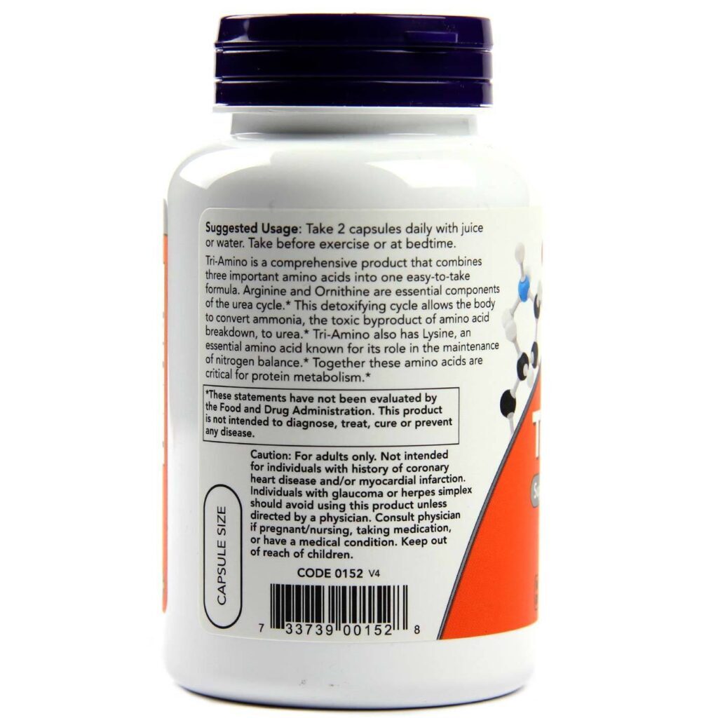 Now Foods Tri-Amino 120 Cápsulas: Aminoácidos Essenciais para Saúde e Performance - Imagem 3