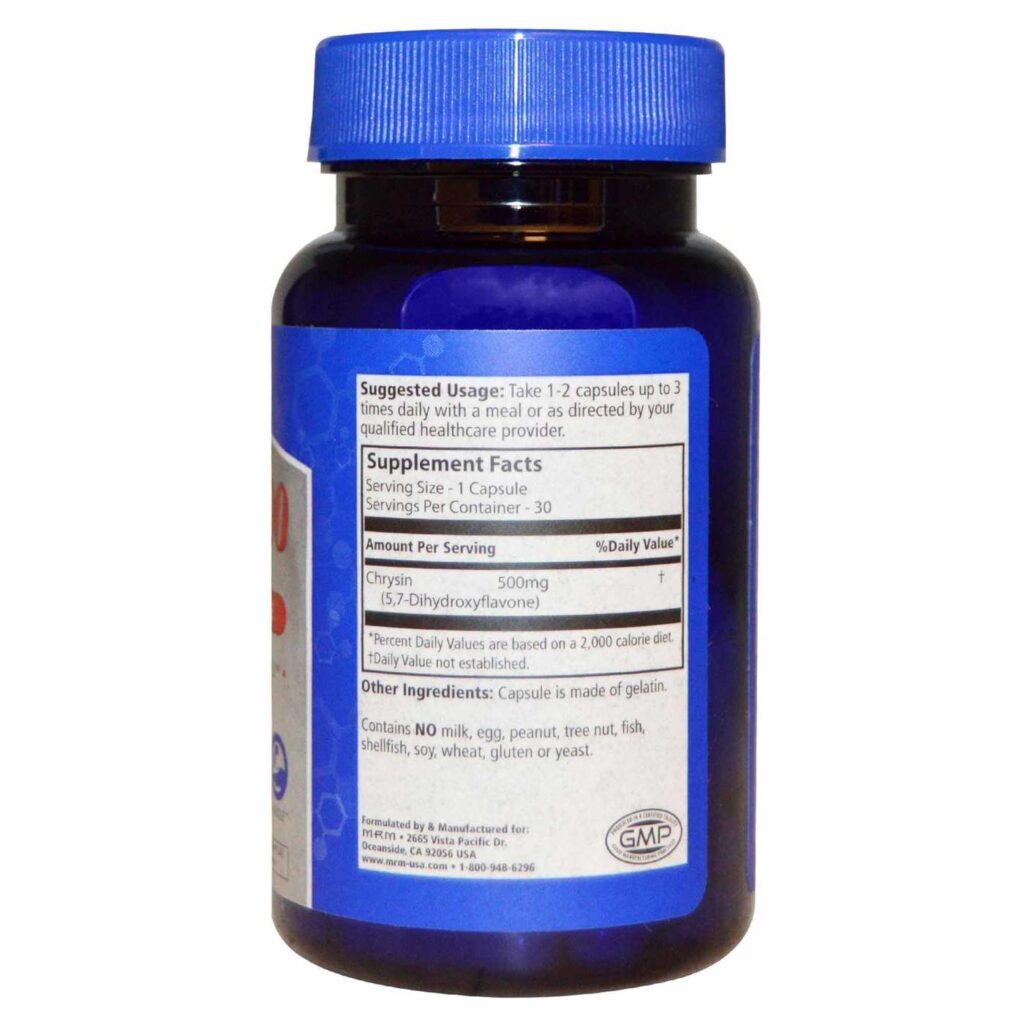 MRM Chrysin 500 - 30 Cápsulas Vegetarianas: Potencialize Seu Bem-Estar - Imagem 2