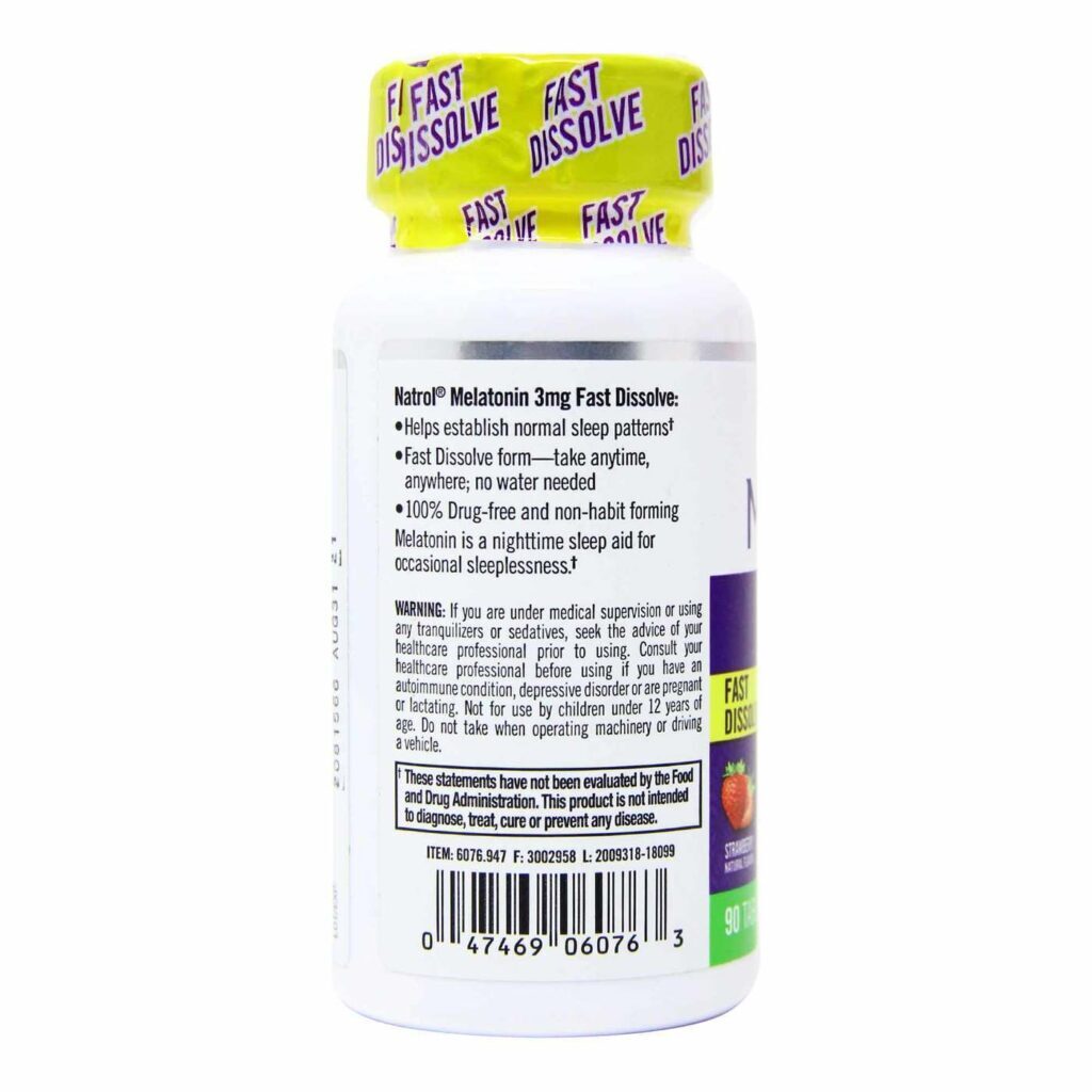 Natrol Melatonina 3mg Dissolução Rápida Sabor Morango 90 Tabletes para Dormir Bem - Imagem 2