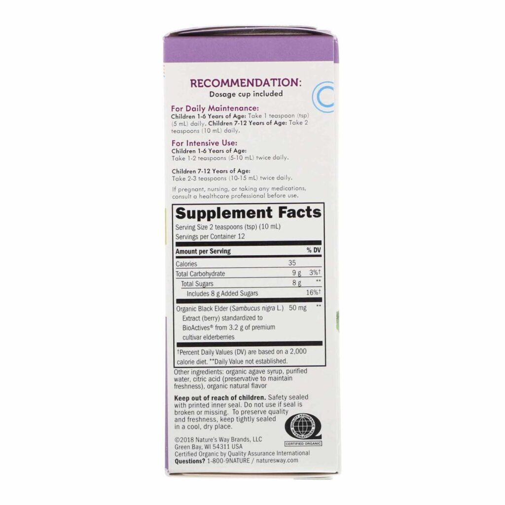 Nature's Way Xarope Infantil de Sambucus Orgânico 120ml: Imunidade Natural para Crianças - Imagem 2