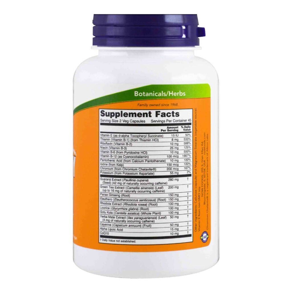 Now Foods Energia - 90 Cápsulas: Potencialize Sua Vitalidade e Foco Diário - Imagem 2