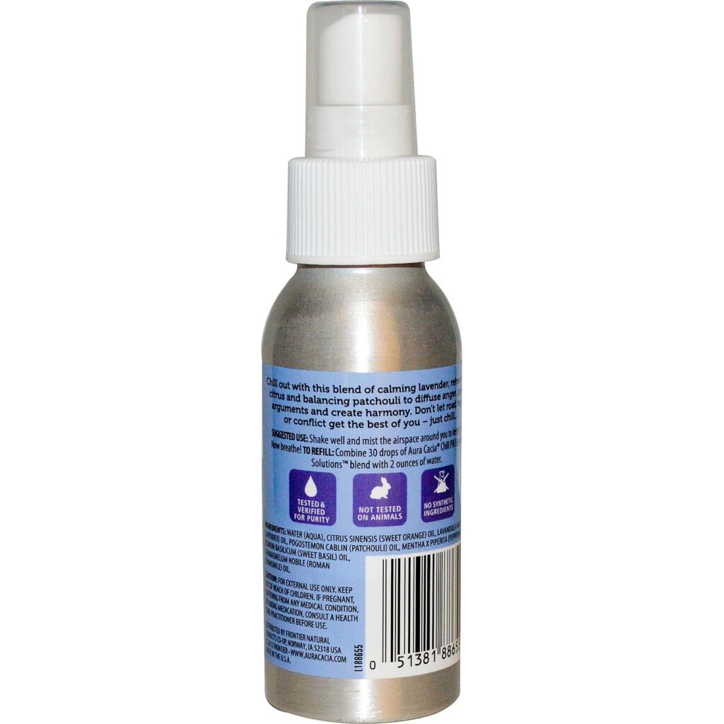 Aura Cacia Essential Solutions Spray Chill Pill (Relax) 60 ml - Alívio Natural do Estresse - Imagem 2