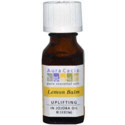 Aura Cacia Óleo Essencial de Erva-Cidreira com Óleo de Jojoba 15 ml (0,5 fl oz) - Alívio e Bem-Estar Natural