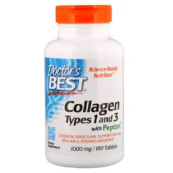 Doctor's Best Colágeno Tipo 1 e 3 - 180 Tabletes: Pele, Cabelo e Unhas Fortes