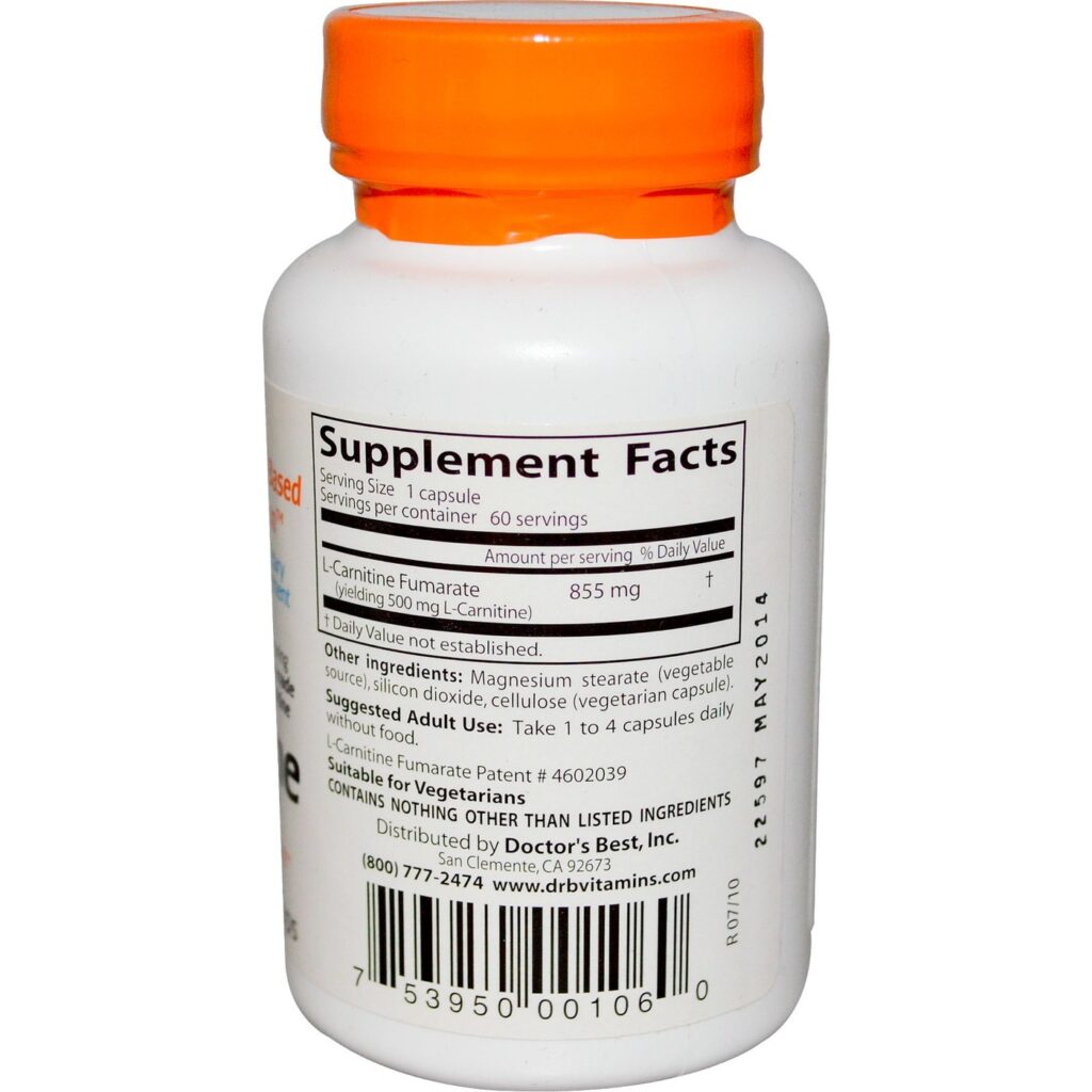 Doctor's Best L-Carnitina com Sigma Tau - 60 Cápsulas VGC para Energia e Metabolismo - Imagem 2