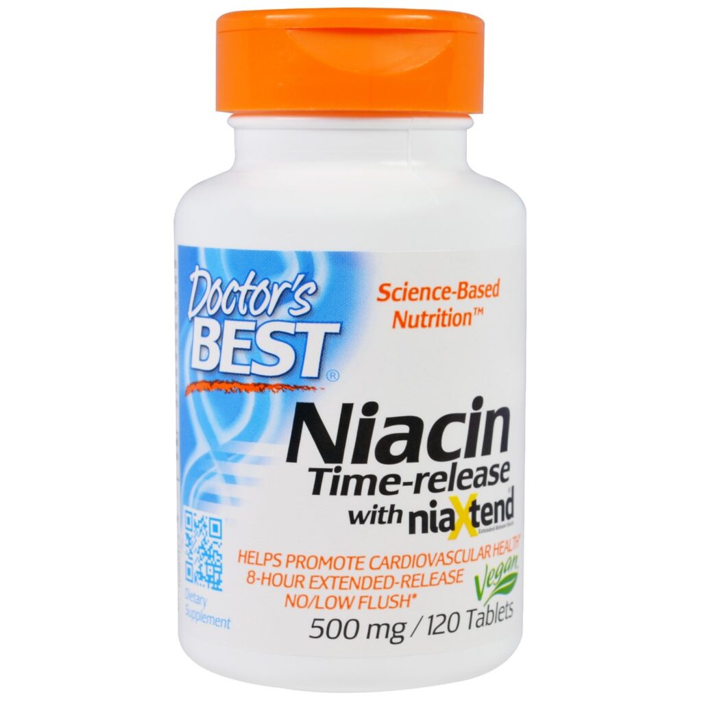 Doctor's Best Niacina Ext Lançamento 500mg 120 TAB: Saúde Cardiovascular e Metabolismo Energético