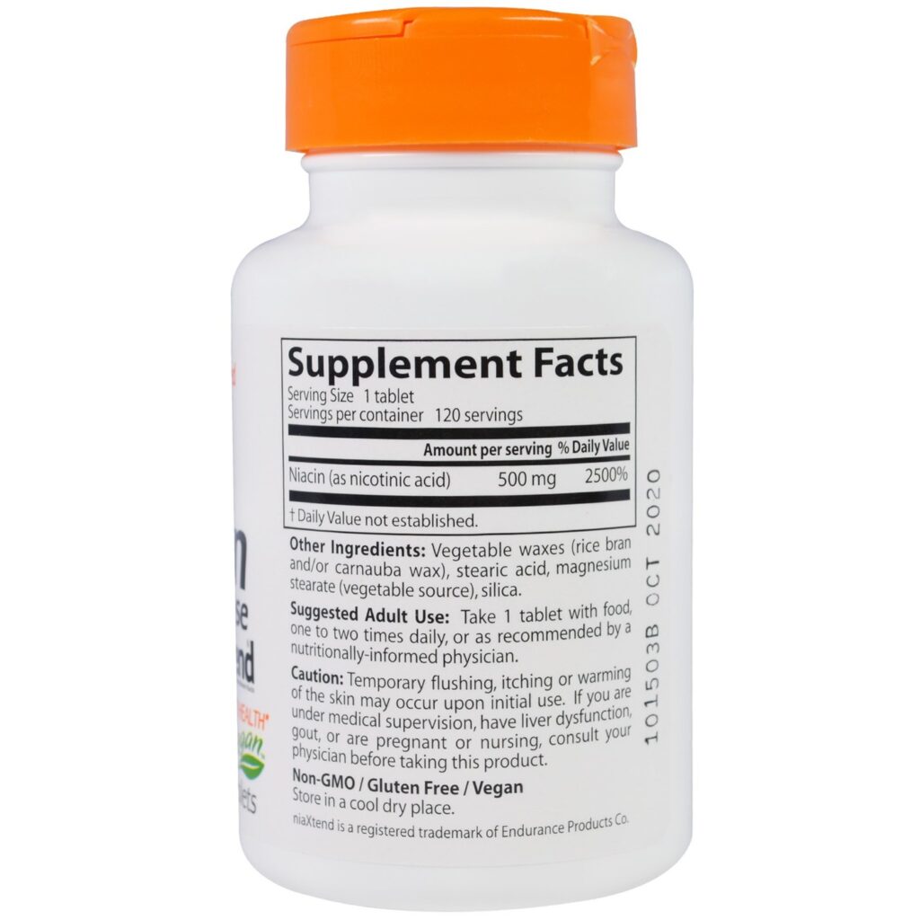 Doctor's Best Niacina Ext Lançamento 500mg 120 TAB: Saúde Cardiovascular e Metabolismo Energético - Imagem 2