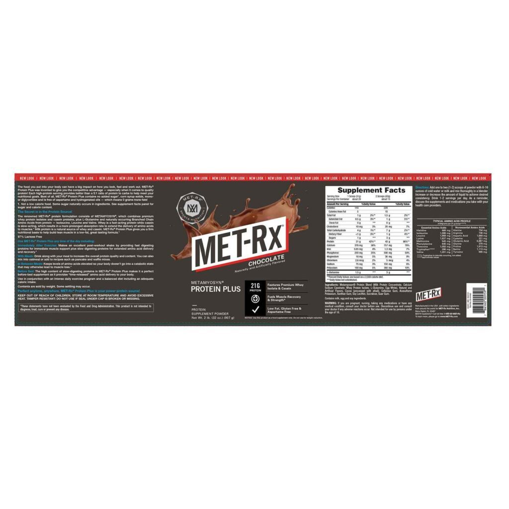 MET-Rx Protein Plus em Pó - Chocolate - 907g: Massa Muscular e Recuperação - Imagem 2