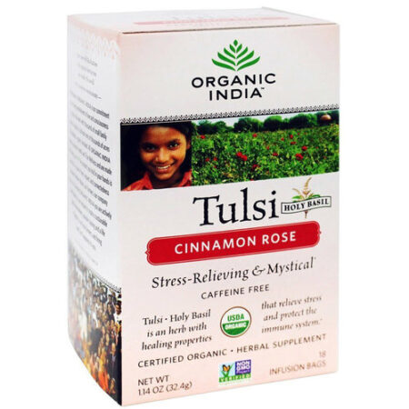 Organic India, Chá de Tulsi Canela Rosa - 18 Saquinhos