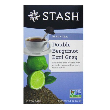 Stash Tea, Earl Grey Chá de Bergamota Duplo - 18 Saquinhos de Chá