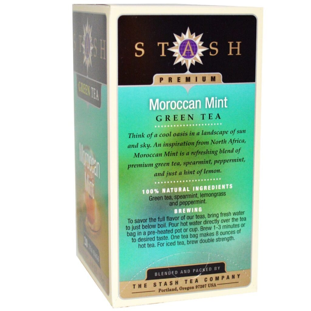 Stash Tea Chá Verde Marroquino com Menta - 20 Saquinhos - Sabor Refrescante - Imagem 2