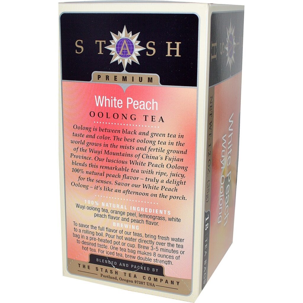 Stash Tea Chá Oolong Pêssego Branco 18 Saquinhos - Sabor Delicado e Aromático para Seu Dia - Imagem 2