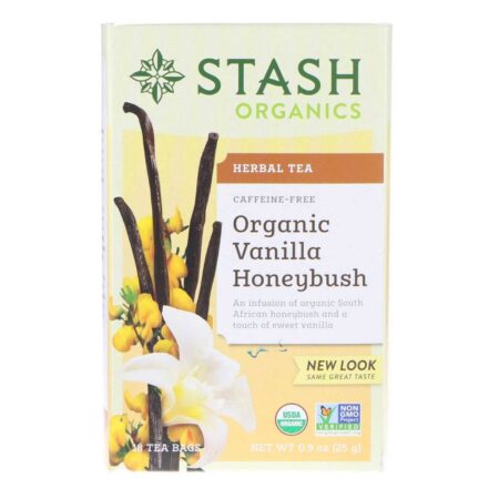 Stash Tea Organic, Chá de Ervas Orgânicas com Honeybush Rooibos e Baunilha - 18 Saquinhos de Chá