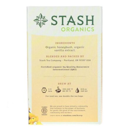 Stash Tea Organic, Chá de Ervas Orgânicas com Honeybush Rooibos e Baunilha - 18 Saquinhos de Chá - Image 2