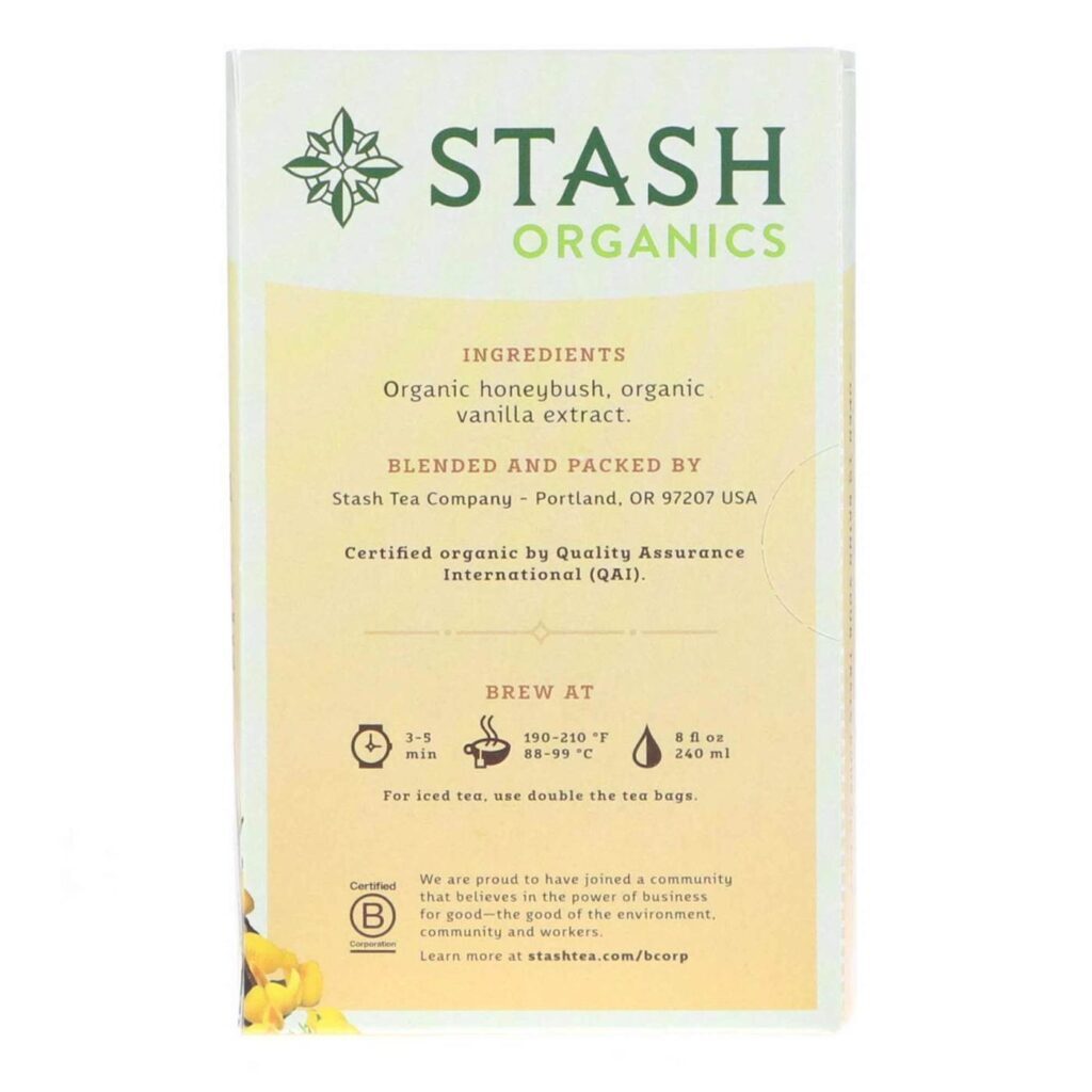 Stash Tea Chá Orgânico Honeybush Rooibos Baunilha - 18 Saquinhos - Imagem 5