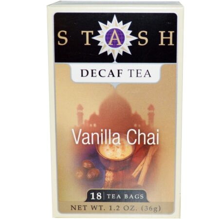 Stash Tea, Chá Descafeinado - Vanilla Chai - 18 Saquinhos de Chá