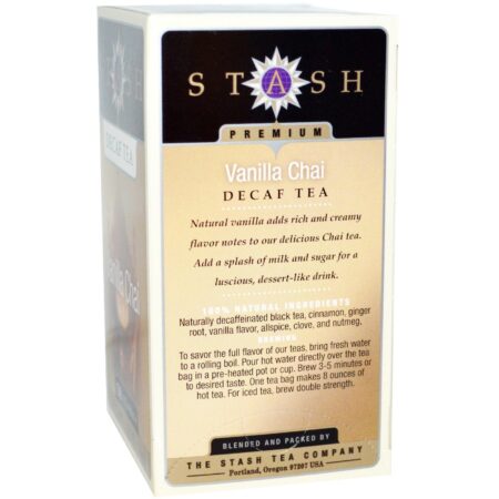 Stash Tea, Chá Descafeinado - Vanilla Chai - 18 Saquinhos de Chá - Image 2