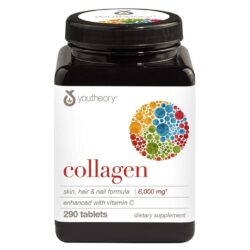 Youtheory Colágeno com Vitamina C - 290 Comprimidos: Pele Firme, Articulações Fortes e Vitalidade