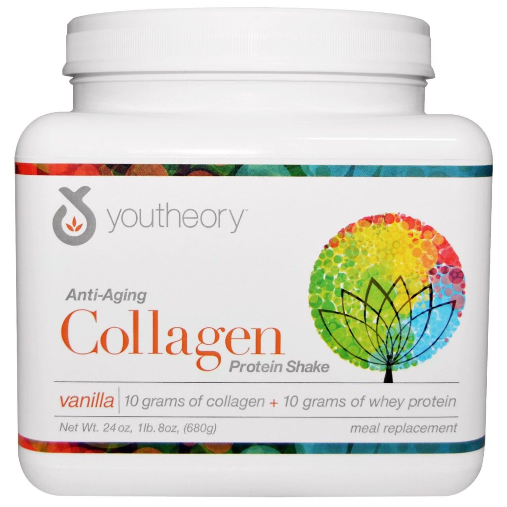 YouTheory Colágeno Tipo 1 e 3 Agite Baunilha 680g (24 oz) - Pele, Cabelos e Unhas