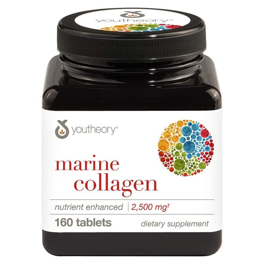 Youtheory Colágeno Marinho 2.500 mg - 160 Comprimidos: Pele, Cabelos e Articulações Fortes