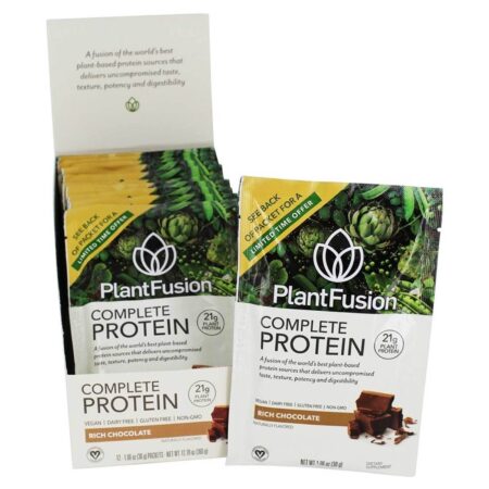 PlantFusion Proteína Vegetal Completa - Chocolate Rico - 12 - 1,06 oz Pacotes