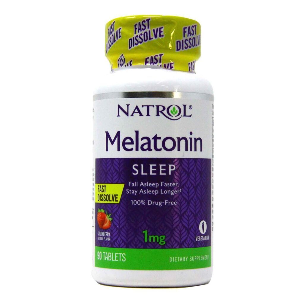 Natrol Melatonina 1 mg Dissolução Rápida Sabor Morango 90 Tabletes para Dormir Tranquilo
