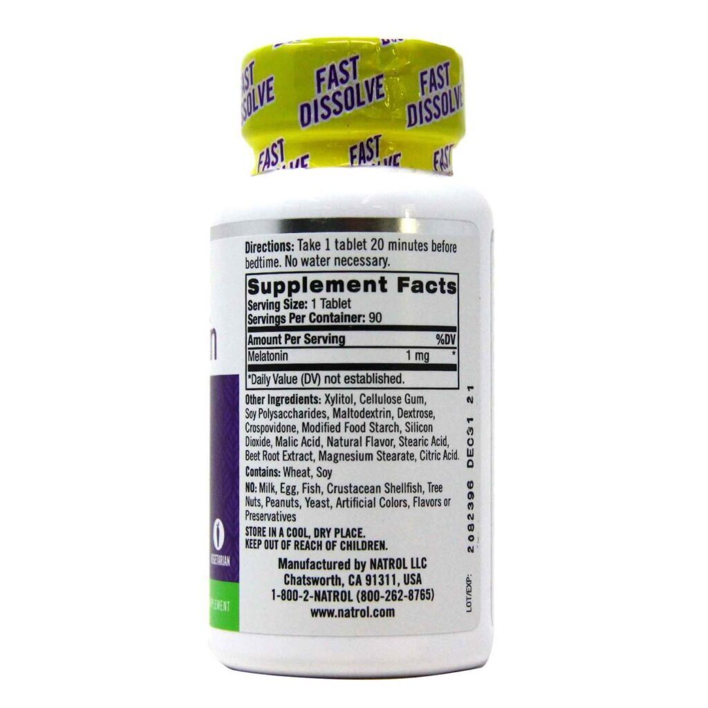 Natrol Melatonina 1 mg Dissolução Rápida Sabor Morango 90 Tabletes para Dormir Tranquilo - Imagem 2