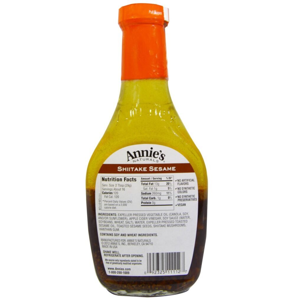 Molho Vinagrete Orgânico Annies Homegrown Shiitake Gergelim 473ml - Imagem 2