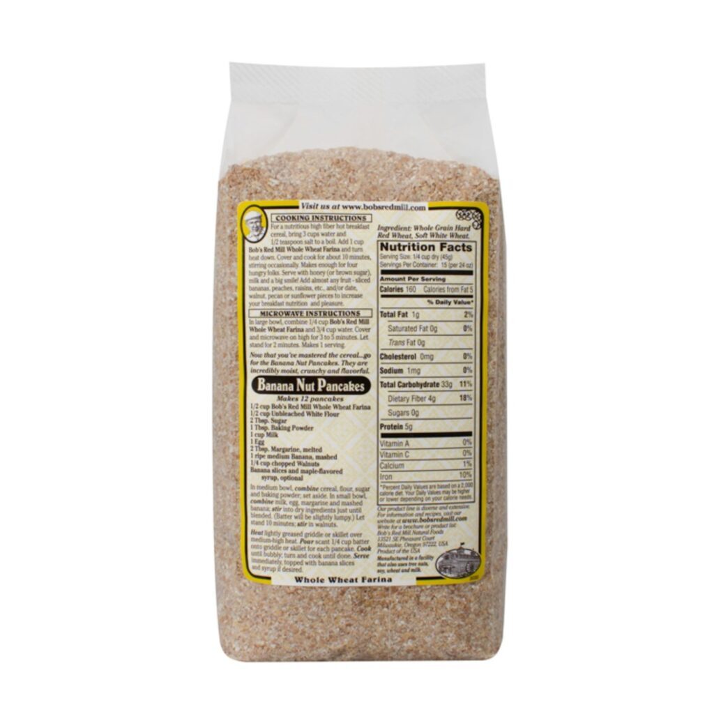Bobs Red Mill Farinha de Trigo Integral para Mingau Quente (Pack com 4) - 680g Cada - Imagem 2